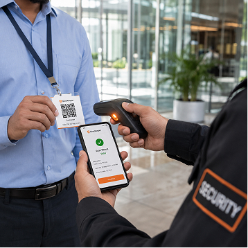 Security scanning a contractor's QR badge