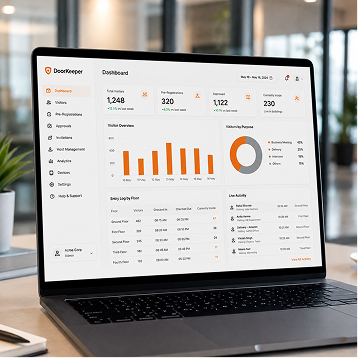 Visitor analytics dashboard on a laptop