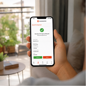 Resident approving a guest pre-approval request on a phone